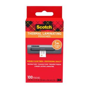 Scotch™ TP5851-100 Thermal Laminating Pouches, Business Card, 2 5/16" x 3 7/10", Pack Of 100