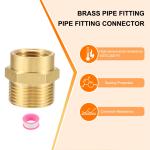 Uxcell 2Pcs Brass Pipe Fitting, 1/2"NPT Female x 3/4"G Male Hex Nipple Pipe Fitting Adapter 1/2"to 3/4"Female, Gold