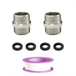 YDmeet 1/2" NPT Male to Male Brass Hex Coupling (2Pcs) - Connect Shower Hose, Washing Machine, Pipe Fittings