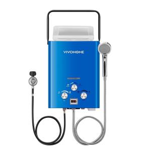 VIVOHOME Portable Propane Tankless Water Heater, 1.6GPM 6L Tankless Instant Hot Water Heater with Digital Display for Home RV Camping Use，Blue