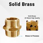 YDmeet 1/2" NPT Male to Male Brass Hex Coupling (2Pcs) - Connect Shower Hose, Washing Machine, Pipe Fittings