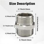 YDmeet 1/2" NPT Male to Male Brass Hex Coupling (2Pcs) - Connect Shower Hose, Washing Machine, Pipe Fittings