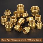 Uxcell 2Pcs Brass Pipe Fitting, 3/4"G Male x 3/4"NPT Male Hex Nipple Pipe Fitting Adapter 3/4"to 3/4"Female, Gold