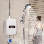 3500W Electric Tankless Water Heater Shower Head Set, Instant Hot Water Heater LCD Display, White
