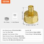 VEVOR Pipe Fittings,1/2" 20PCS Brass Pipe Fittings, Clamp-style 1/2 NPT Internal Thread Pipe Connector Brass Air Fittings, Heavy Duty Plumbing Fittings NPT Adapter for Heating/Shower Systems