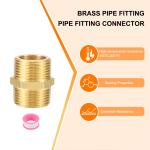 Uxcell 2Pcs Brass Pipe Fitting, 3/4"G Male x 3/4"NPT Male Hex Nipple Pipe Fitting Adapter 3/4"to 3/4"Female, Gold