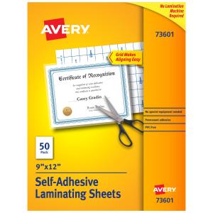 Avery Clear Laminating Sheets, 9" x 12", Permanent, 50ct (73601)
