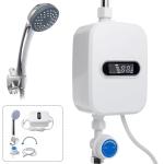3500W Electric Tankless Water Heater Shower Head Set, Instant Hot Water Heater LCD Display, White