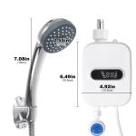 3500W Electric Tankless Water Heater Shower Head Set, Instant Hot Water Heater LCD Display, White