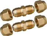 2Pcs Copper Pipe Coupling Adapters Kit | No-Weld HVAC AC Refrigeration Flare Fittings with Flare Nuts | Corrosion-Resistant Air Conditioning Repair Connectors for Gas (1/4" & 3/8")