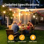 DAYBETTER 100FT Outdoor String Lights, Waterproof Patio Lights with 24+1 Hanging Lights S11 Bulbs, Shatterproof for Backyard Gazebo Porch Garden Outside Decor