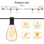 DAYBETTER 100FT Outdoor String Lights, Waterproof Patio Lights with 24+1 Hanging Lights S11 Bulbs, Shatterproof for Backyard Gazebo Porch Garden Outside Decor