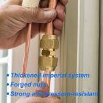 2Pcs Copper Pipe Coupling Adapters Kit | No-Weld HVAC AC Refrigeration Flare Fittings with Flare Nuts | Corrosion-Resistant Air Conditioning Repair Connectors for Gas (1/4" & 3/8")