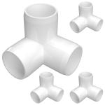 FORMUFIT 1” 3-Way Elbow Furniture Grade PVC Pipe Fittings, (1-5/16" Actual Socket ID), White, 4-Pack
