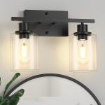 2-Lights Bathroom Lights Fixtures Vanity Lights with Glass Shape, E26 Base, Bulbs not Included, Black
