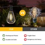DAYBETTER 100FT Outdoor String Lights, Waterproof Patio Lights with 24+1 Hanging Lights S11 Bulbs, Shatterproof for Backyard Gazebo Porch Garden Outside Decor