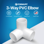 FORMUFIT 1” 3-Way Elbow Furniture Grade PVC Pipe Fittings, (1-5/16" Actual Socket ID), White, 4-Pack