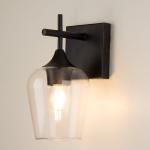 Homechoose Bathroom Light Fixtures, 1-Light Matte Black Dimmable Incandescent Corded Electric Vanity Lights with Clear Glass Globe