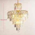 Modern Crystal Chandelier Light Fixture 4-Light Gold Chandelier Lighting Flush Mount LED Ceiling Light Fixture Hanging Pedant Lighting Fixture for Dining Room Living Room,D15.8"xH21.7"