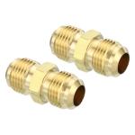 Uxcell 3/8 SAE Male x 3/8 SAE Male Brass Flare Union Connector, 2 Pcs Gas Adapter Brass Tube Coupler Pipe Fitting