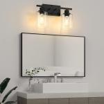 2-Lights Bathroom Lights Fixtures Vanity Lights with Glass Shape, E26 Base, Bulbs not Included, Black