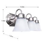Mainstays 20" Traditional 3-Head Vanity Lights, Glass Shades, Satin Nickel A19 Bulbs Not Included