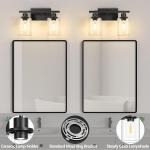 2-Lights Bathroom Lights Fixtures Vanity Lights with Glass Shape, E26 Base, Bulbs not Included, Black