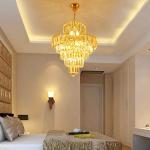 Modern Crystal Chandelier Light Fixture 4-Light Gold Chandelier Lighting Flush Mount LED Ceiling Light Fixture Hanging Pedant Lighting Fixture for Dining Room Living Room,D15.8"xH21.7"