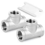 TAISHER 2PCS Stainless Steel Tee Pipe Fittings, 3/8" x 3/8" x 3/8" NPT Female Pipe Fittings
