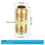 Uxcell 3/8 SAE Male x 3/8 SAE Male Brass Flare Union Connector, 2 Pcs Gas Adapter Brass Tube Coupler Pipe Fitting