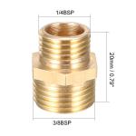 Brass Pipe Fitting, Reducing Hex Nipple, 3/8BSP Male x 1/4BSP Male Adapter