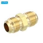 Uxcell 3/8 SAE Male x 3/8 SAE Male Brass Flare Union Connector, 2 Pcs Gas Adapter Brass Tube Coupler Pipe Fitting