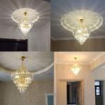 Modern Crystal Chandelier Light Fixture 4-Light Gold Chandelier Lighting Flush Mount LED Ceiling Light Fixture Hanging Pedant Lighting Fixture for Dining Room Living Room,D15.8"xH21.7"
