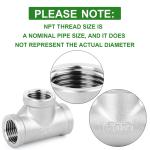 TAISHER 2PCS Stainless Steel Tee Pipe Fittings, 3/8" x 3/8" x 3/8" NPT Female Pipe Fittings