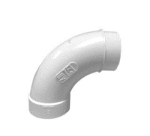 PVC, White, 90 Degree Sweep Spigot Elbow Pipe Fittings