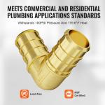 VEVOR Pipe Fittings, 1/2" 50PCS Brass Pipe Fittings, Clamp-style Elbows Pipe Connector Brass Air Fittings, Heavy Duty Plumbing Fittings Tube Adapter for Heating/Shower Systems, Outdoor Water Pipes