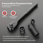 Eastvolt Mechanic Tool Kit, Drive Socket Set, 46 Pieces, with 72 Teeth Reversible Ratchet, Metric/SAE