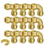 VEVOR Pipe Fittings, 1/2" 12PCS Brass Pipe Fittings, Elbow Push-Fit Pipe Connector Brass Air Fittings, Heavy Duty Plumbing Fittings Adapter for Heating/Shower Systems, Water Pipes