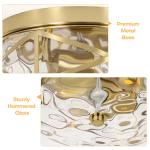 Vintage Flush Mount Ceiling Light With Clear Hammered Glass Brushed Nickel Light Fixtures 2-Lights Farmhouse Ceiling Light Antique Ceiling Light for Kitchen Dining Room Hallway 9.84"D