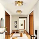 Vintage Flush Mount Ceiling Light With Clear Hammered Glass Brushed Nickel Light Fixtures 2-Lights Farmhouse Ceiling Light Antique Ceiling Light for Kitchen Dining Room Hallway 9.84"D