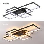 Garwarm Dimmable Ceiling Light, 3 Squares Modern LED Ceiling Lamps with Remote Control, 50W Acrylic Flush Mount Ceiling Light Fixture for Living Room Bedroom Kitchen(Black)