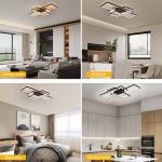 Garwarm Dimmable Ceiling Light, 3 Squares Modern LED Ceiling Lamps with Remote Control, 50W Acrylic Flush Mount Ceiling Light Fixture for Living Room Bedroom Kitchen(Black)