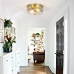 Vintage Flush Mount Ceiling Light With Clear Hammered Glass Brushed Nickel Light Fixtures 2-Lights Farmhouse Ceiling Light Antique Ceiling Light for Kitchen Dining Room Hallway 9.84"D