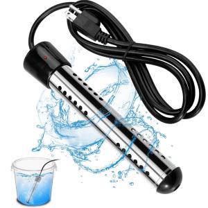 OhhGo Immersion Water Heater, 1500W Electric Bucket Heater Stainless-Steel Portable Submersible Water Heater for Inflatable Pool Bathtub, Basin