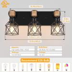 3-Light Bathroom Light Fixtures over Mirror Bathroom Vanity Light Farmhouse Black Bathroom Lighting Fixtures with Metal Lampshade for Bedroom, Hallway, Living Room