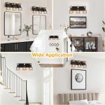 3-Light Bathroom Light Fixtures over Mirror Bathroom Vanity Light Farmhouse Black Bathroom Lighting Fixtures with Metal Lampshade for Bedroom, Hallway, Living Room