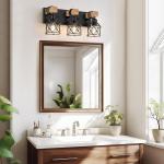 3-Light Bathroom Light Fixtures over Mirror Bathroom Vanity Light Farmhouse Black Bathroom Lighting Fixtures with Metal Lampshade for Bedroom, Hallway, Living Room