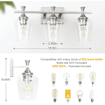 ROSYNEY Vanity Lights, Modern Electroplated Silver Bathroom Light Fixtures with Clear Glass Shades, E26 Base