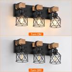 3-Light Bathroom Light Fixtures over Mirror Bathroom Vanity Light Farmhouse Black Bathroom Lighting Fixtures with Metal Lampshade for Bedroom, Hallway, Living Room