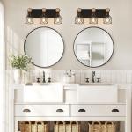 3-Light Bathroom Light Fixtures over Mirror Bathroom Vanity Light Farmhouse Black Bathroom Lighting Fixtures with Metal Lampshade for Bedroom, Hallway, Living Room
